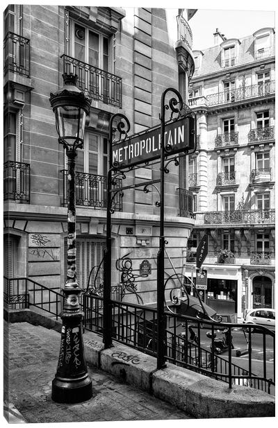 Black Montmartre Series - Metropolitain Canvas Art Print - Paris Photography