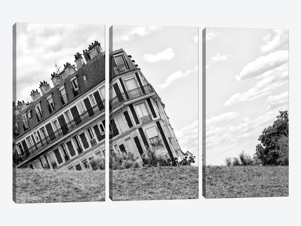 Black Montmartre Series - Sinking Building by Philippe Hugonnard 3-piece Canvas Wall Art