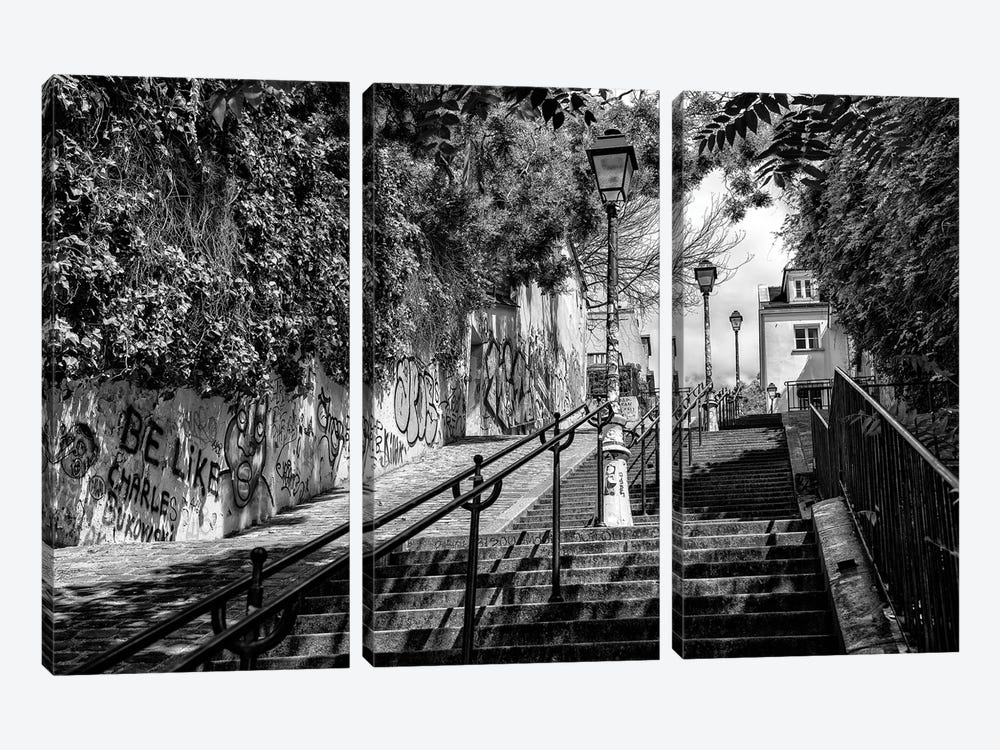 Black Montmartre Series - La Butte Montmartre by Philippe Hugonnard 3-piece Canvas Print
