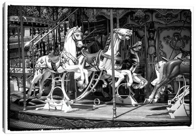Black Montmartre Series - Paris Carousel Canvas Art Print - Carousels