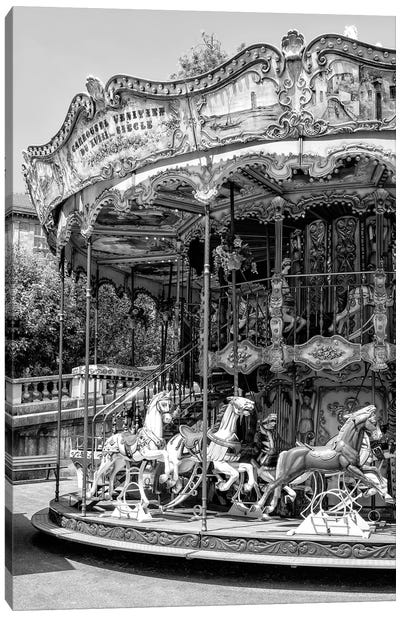 Black Montmartre Series - Paris Merry-Go-Round Canvas Art Print - Paris Photography