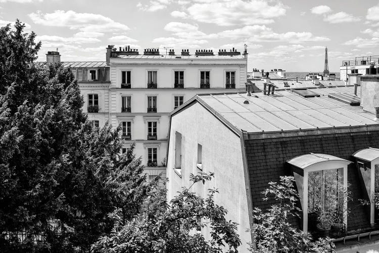 Black Montmartre Series - View Over The Rooftops of Paris