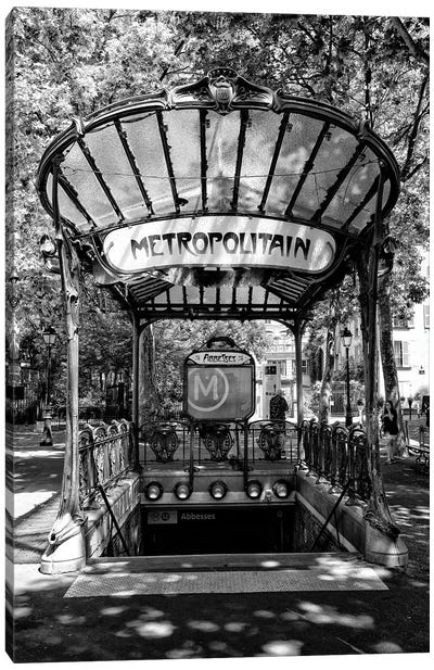 Black Montmartre Series - Abbesses Metropolitain Canvas Art Print - Paris Photography