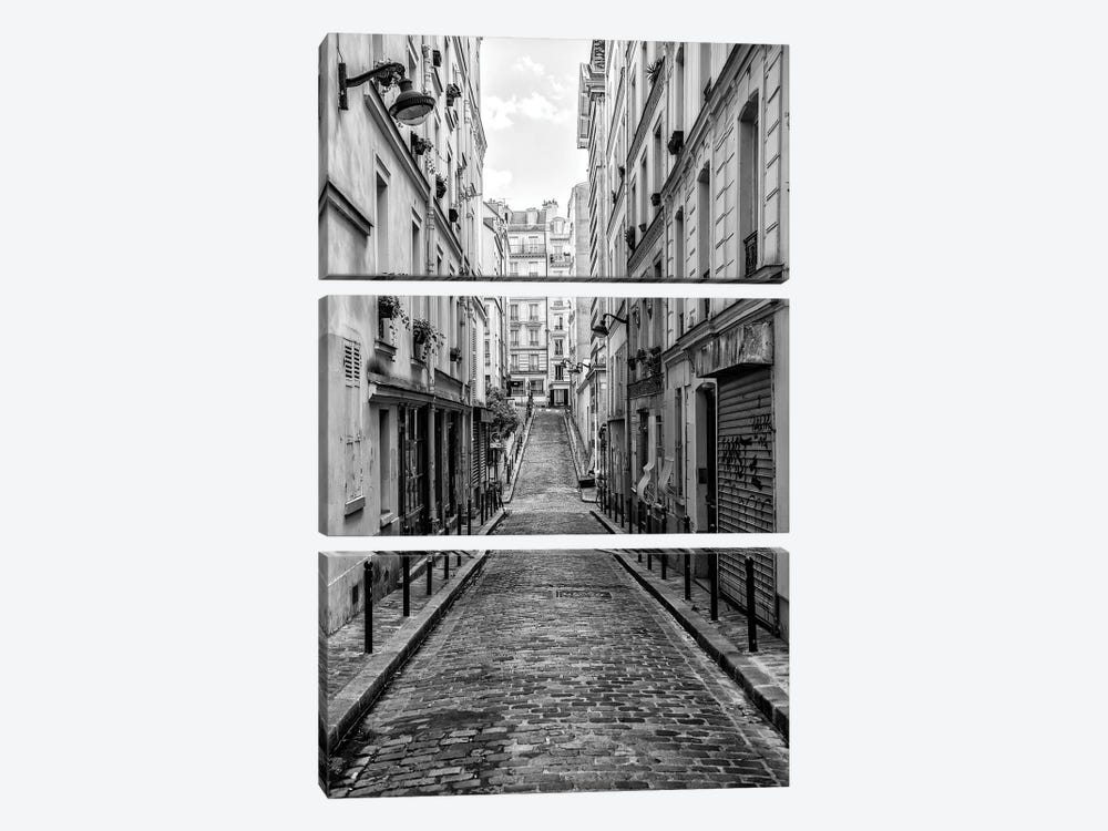 Black Montmartre Series - Montmartre Street View by Philippe Hugonnard 3-piece Canvas Artwork