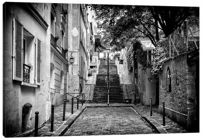 Black Montmartre Series - Paris Street View Canvas Art Print - All Black Collection