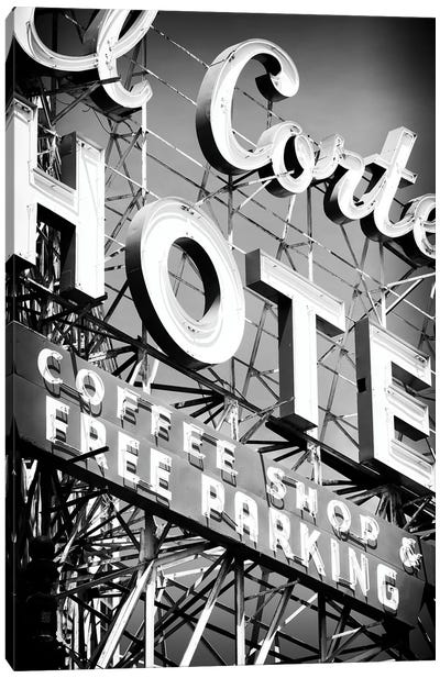 Black Nevada Series - Vegas Hotel Sign Canvas Art Print - All Black Collection