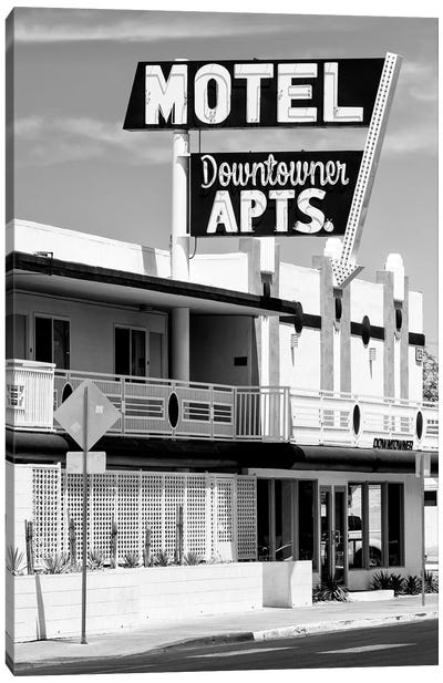 Black Nevada Series - Vegas Motel Downtowner Canvas Art Print - Las Vegas Art