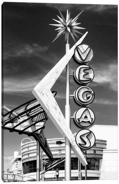 Black Nevada Series - The Famous Vegas Sign Canvas Art Print - Signs