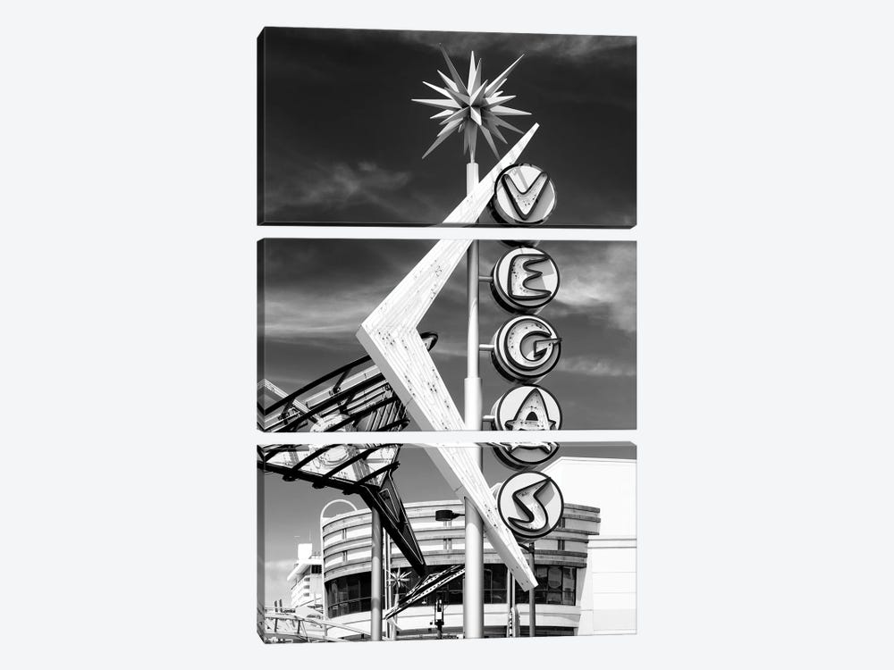 Black Nevada Series - The Famous Vegas Sign by Philippe Hugonnard 3-piece Canvas Print