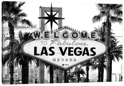 Black Nevada Series - Welcome To Fabulous Las Vegas Canvas Art Print - Novelty City Scenes