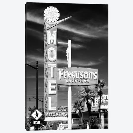 Black Nevada Series - Fergusons Downtown Motel Vegas Canvas Print #PHD1924} by Philippe Hugonnard Canvas Print