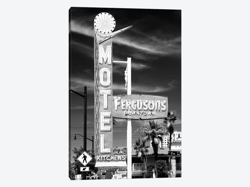 Black Nevada Series - Fergusons Downtown Motel Vegas by Philippe Hugonnard 1-piece Canvas Artwork