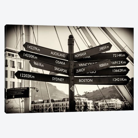 Direction Sign Cape Town Canvas Print #PHD193} by Philippe Hugonnard Canvas Artwork