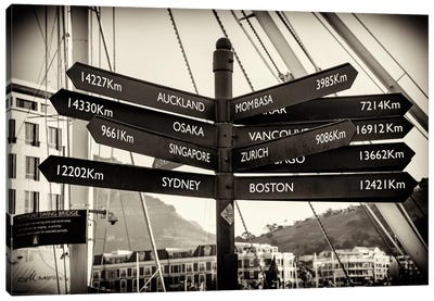 Direction Sign Cape Town Canvas Art Print - South Africa