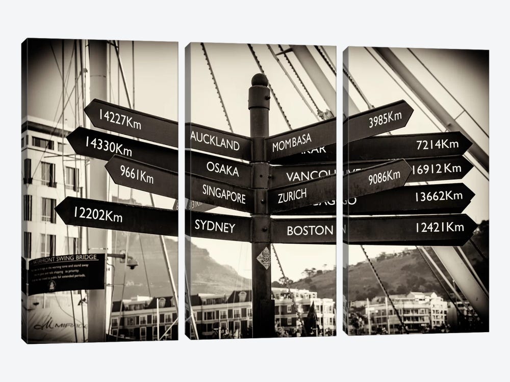 Direction Sign Cape Town by Philippe Hugonnard 3-piece Art Print