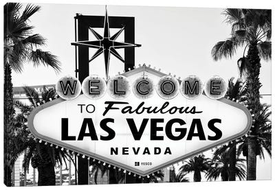 Black Nevada Series - Welcome To Fabulous Las Vegas Nevada Canvas Art Print - All Black Collection