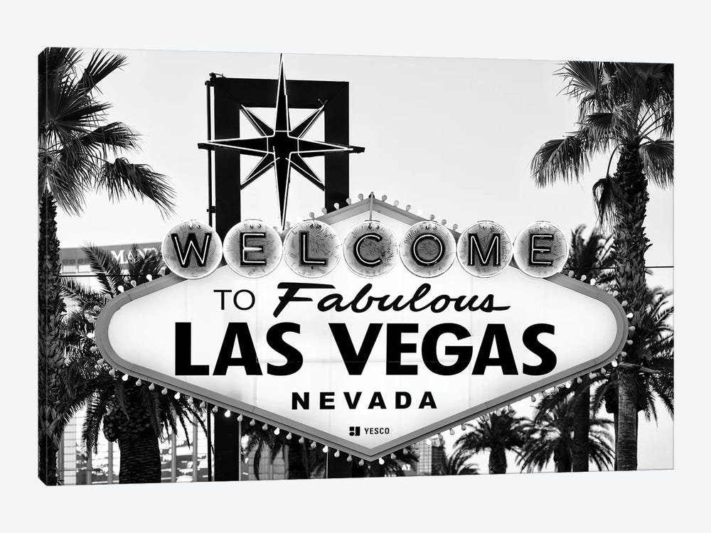 Black Nevada Series - Welcome To Fabulous Las Vegas Nevada by Philippe Hugonnard 1-piece Canvas Art