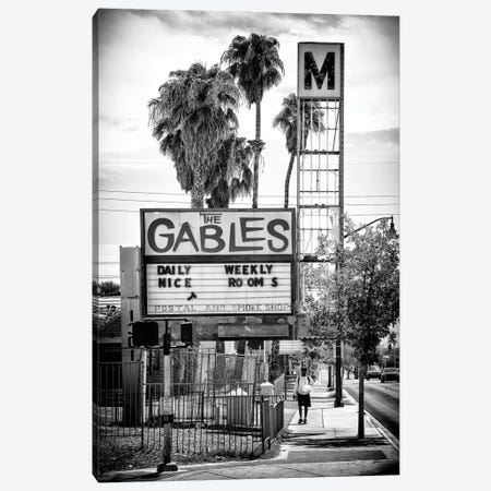 Black Nevada Series - The Gables Motel Fremont Street Canvas Print #PHD1953} by Philippe Hugonnard Canvas Print