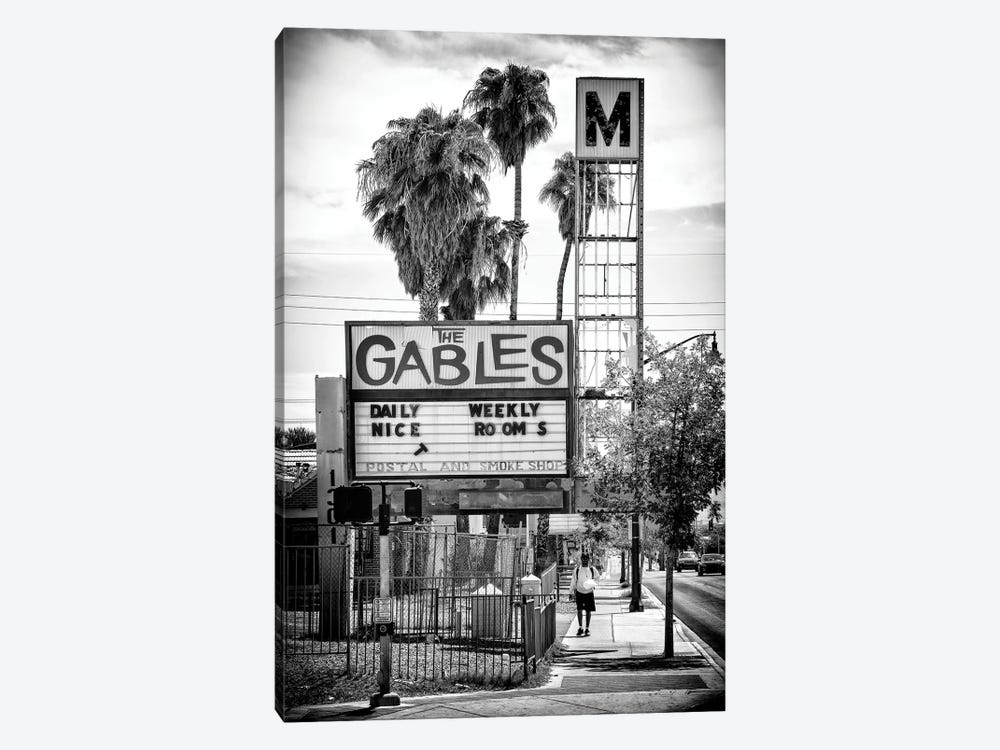 Black Nevada Series - The Gables Motel Fremont Street by Philippe Hugonnard 1-piece Canvas Art