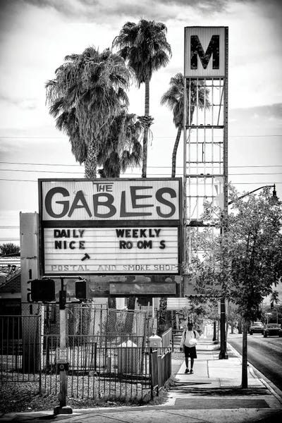 Nevada: Black Nevada Series - The Gables Motel Fremont Street by Philippe Hugonnard