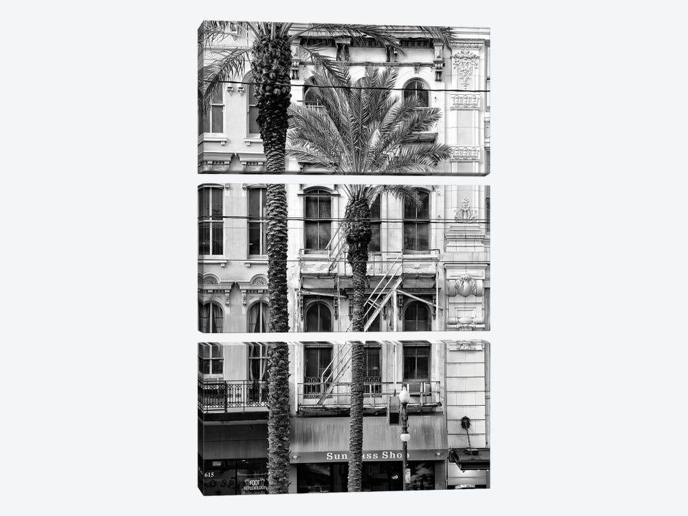 Black NOLA Series - Palm Tree Facade by Philippe Hugonnard 3-piece Canvas Print