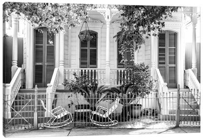 Black NOLA Series - French Colonial Architecture Canvas Art Print - Philippe Hugonnard