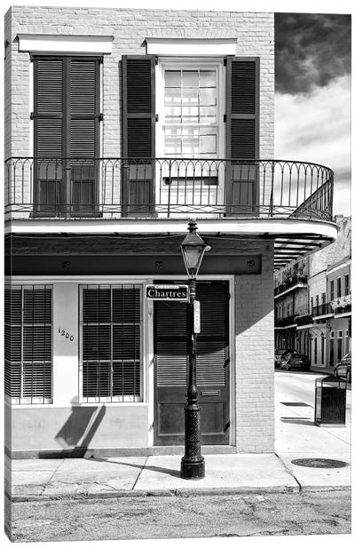Black NOLA Series - Rue de Chartres New Orleans Canvas Art Print - New Orleans Art