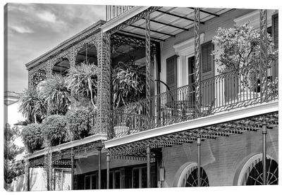 Black NOLA Series - The Most Famous Balcony Canvas Art Print - Louisiana Art