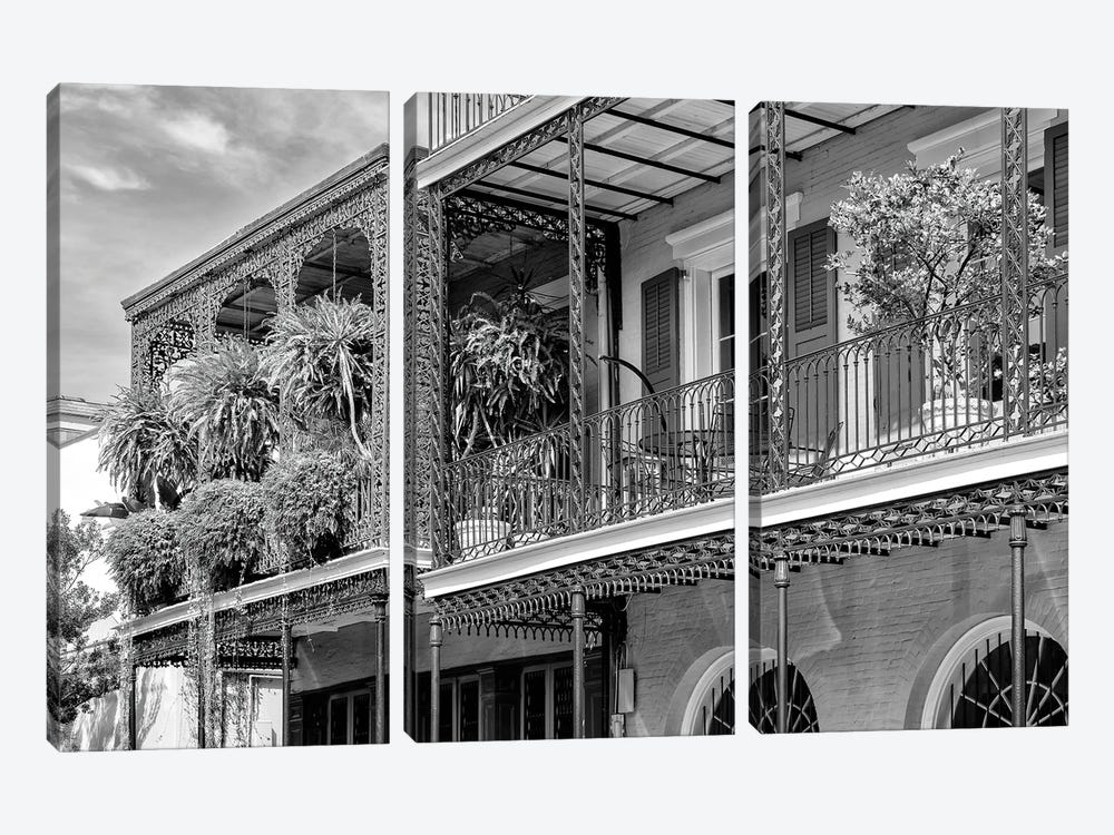 Black NOLA Series - The Most Famous Balcony by Philippe Hugonnard 3-piece Canvas Artwork