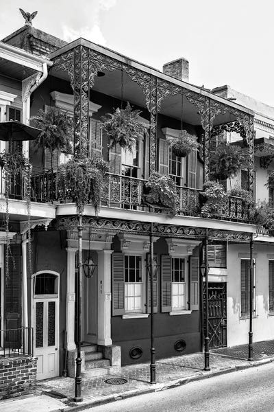 Louisiana: Black NOLA Series - French Quarter Balcony by Philippe Hugonnard