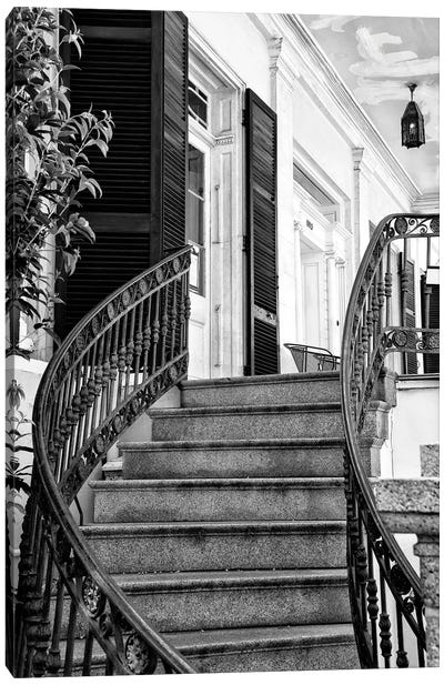 Black NOLA Series - Colonial Staircase Canvas Art Print - Stairs & Staircases