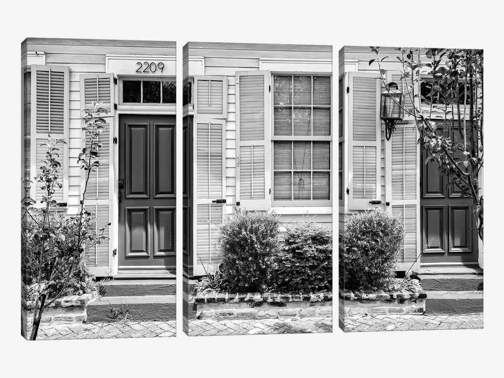 Black NOLA Series - French Colonial Facade by Philippe Hugonnard 3-piece Canvas Art Print