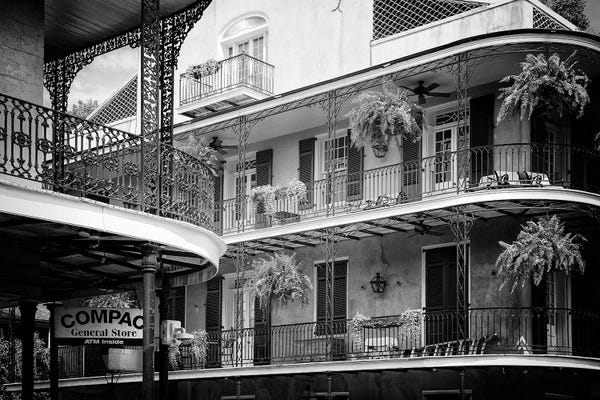 Louisiana: Black NOLA Series - Bourbon Balcony Facades by Philippe Hugonnard