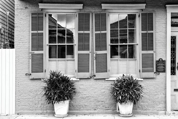 New Orleans: Black NOLA Series - Double Windows by Philippe Hugonnard