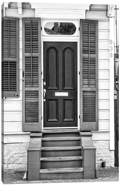 Black NOLA Series - Historic Doors French Quarter Canvas Art Print - New Orleans Art