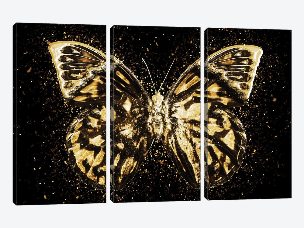 Golden - Butterfly III by Philippe Hugonnard 3-piece Canvas Print