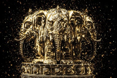 Golden - Elephants Buddha by Philippe Hugonnard canvas print