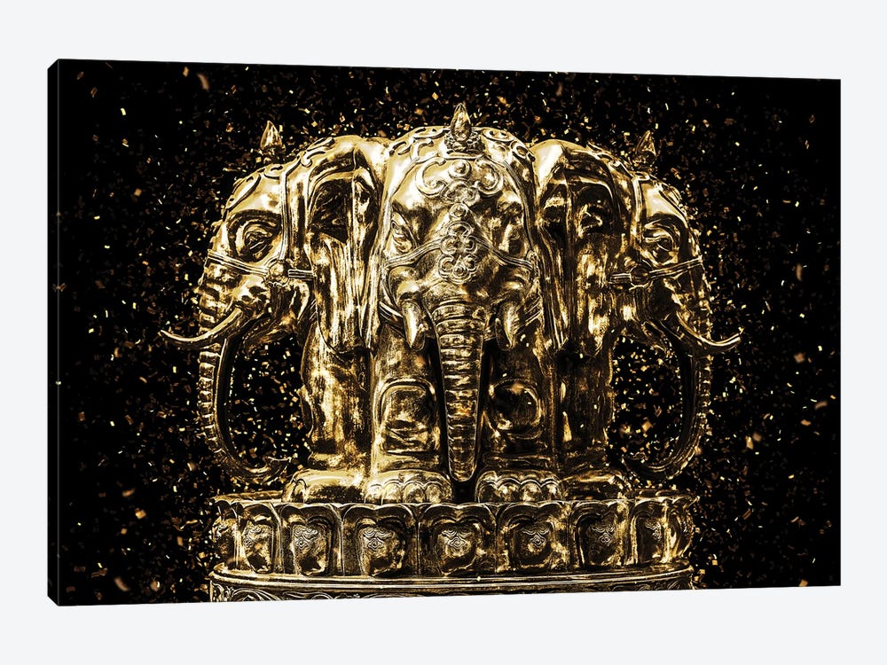 Golden - Elephants Buddha by Philippe Hugonnard 1-piece Canvas Art Print