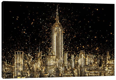 Golden - Manhattan Skyline Canvas Art Print - New York City Skylines