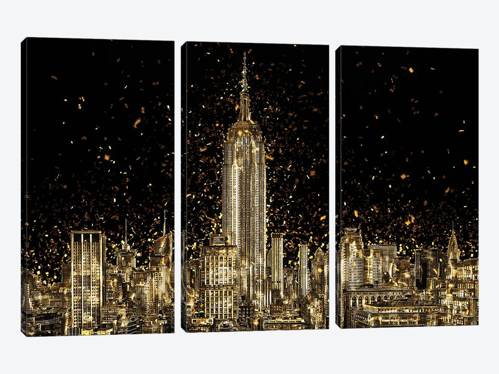 Golden - Manhattan Skyline by Philippe Hugonnard 3-piece Canvas Art