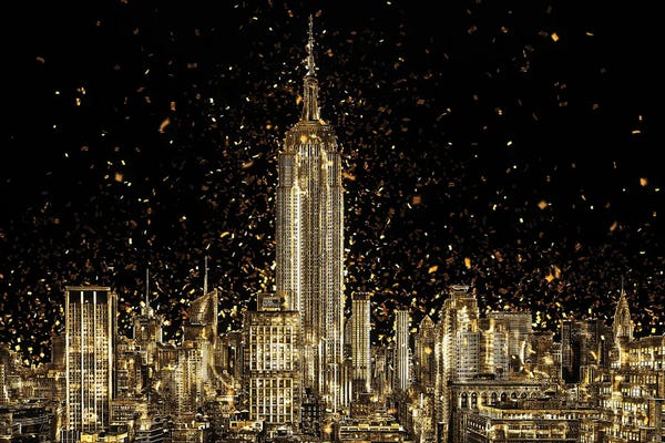 Manhattan: Golden - Manhattan Skyline by Philippe Hugonnard