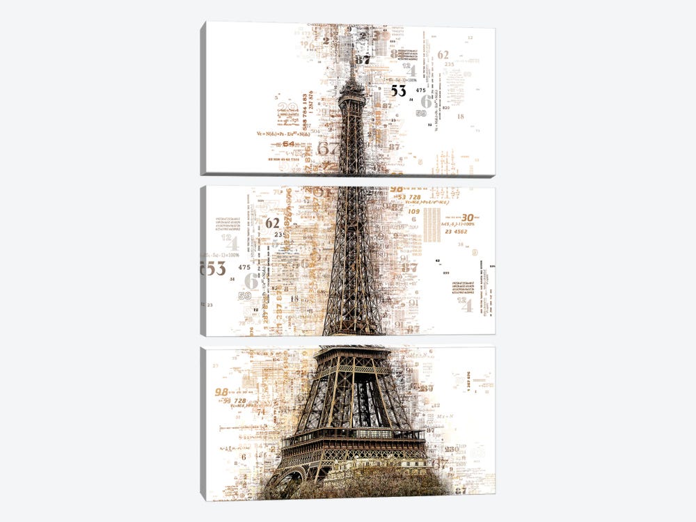 Numbers Collection - Paris Eiffel by Philippe Hugonnard 3-piece Canvas Art Print