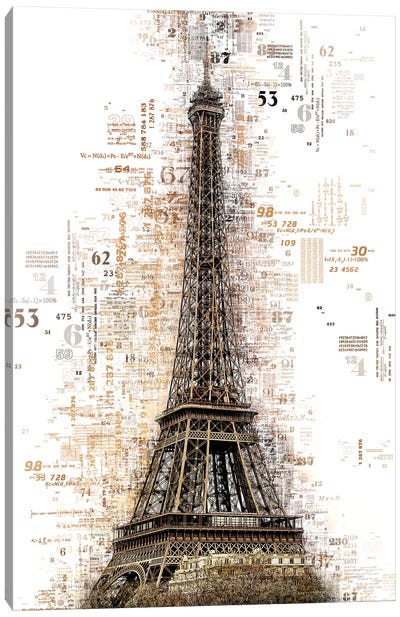 Numbers Collection - Paris Eiffel Canvas Art Print - The Eiffel Tower