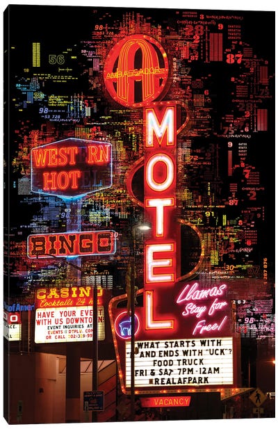 Numbers Collection - Las Vegas Bingo Motel Canvas Art Print - Las Vegas Art