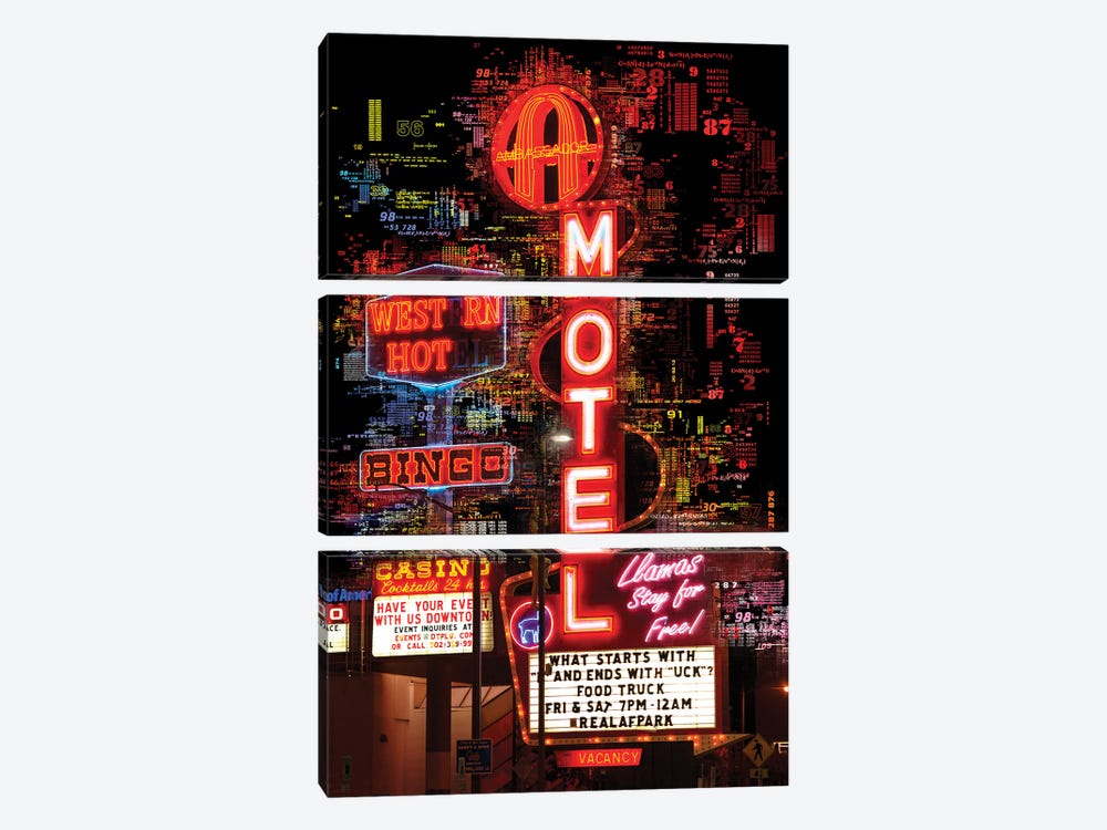 Numbers Collection - Las Vegas Bingo Motel by Philippe Hugonnard 3-piece Canvas Art Print
