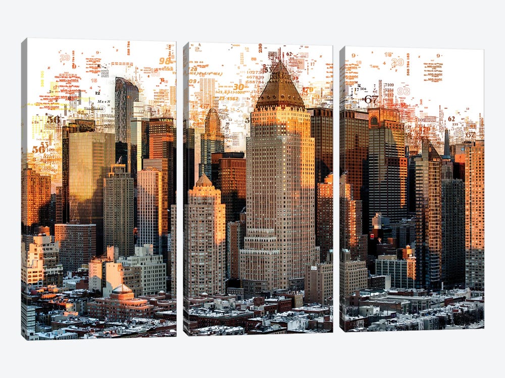 Numbers Collection - New York Builldings by Philippe Hugonnard 3-piece Art Print