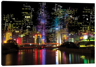 Numbers Collection - Shanghai Night Canvas Art Print - China Art