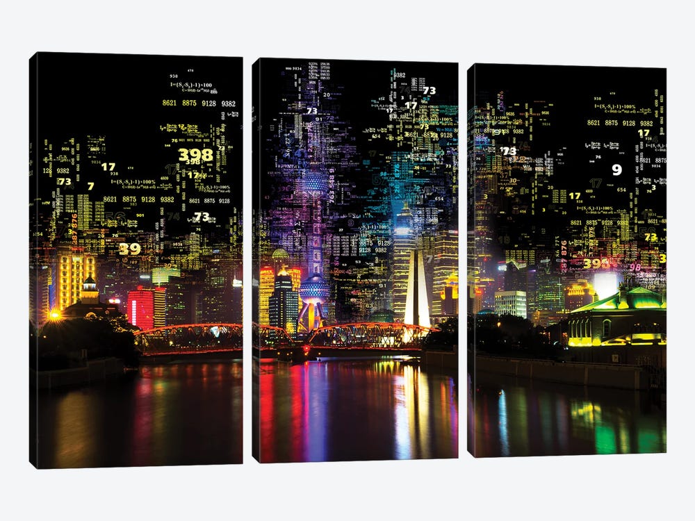 Numbers Collection - Shanghai Night by Philippe Hugonnard 3-piece Art Print