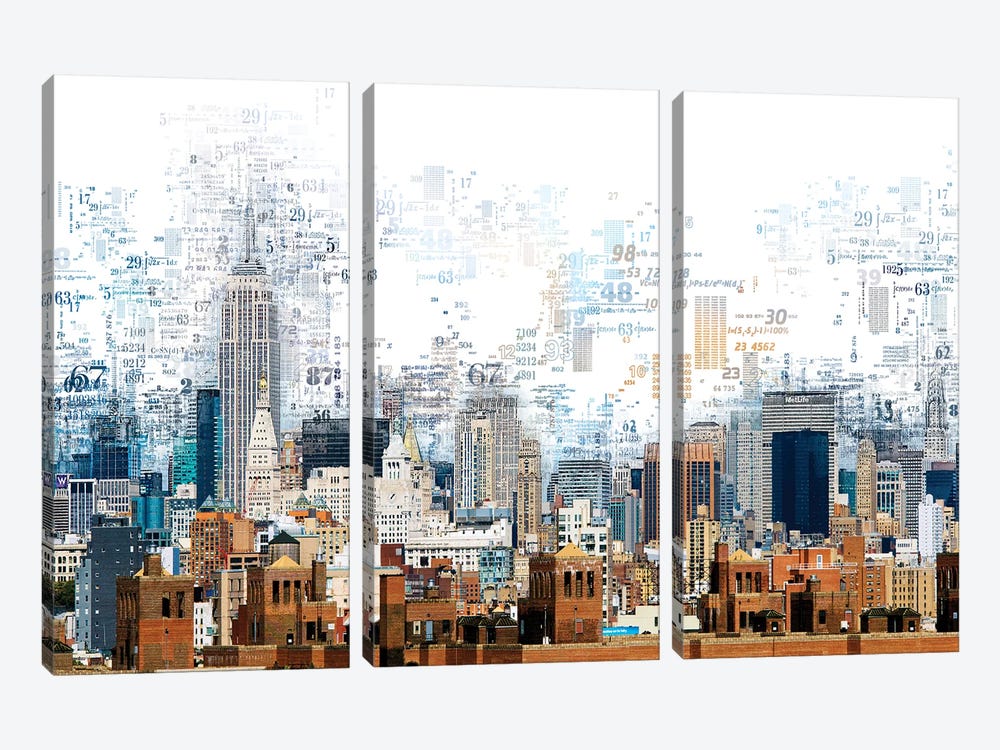 Numbers Collection - Manhattan Line by Philippe Hugonnard 3-piece Canvas Print