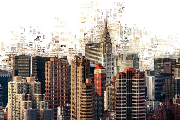 New York City Skylines: Numbers Collection - Manhattan Skyscrapers by Philippe Hugonnard